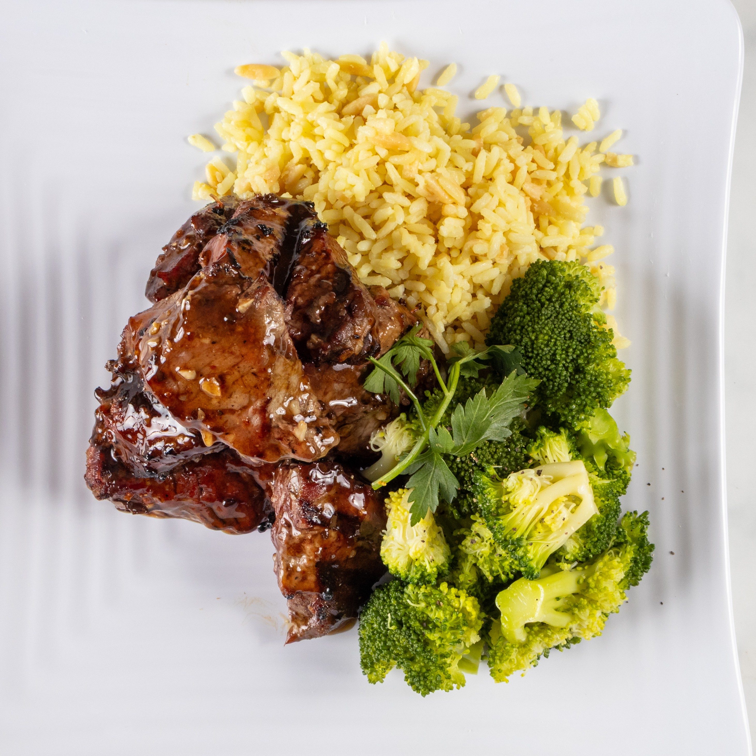 Teriyaki Steak Tips Plate.