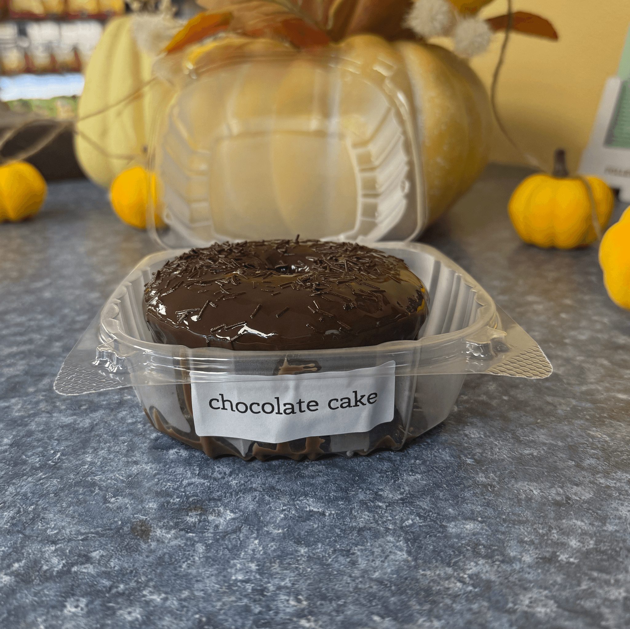 Homemade chocolate cake.